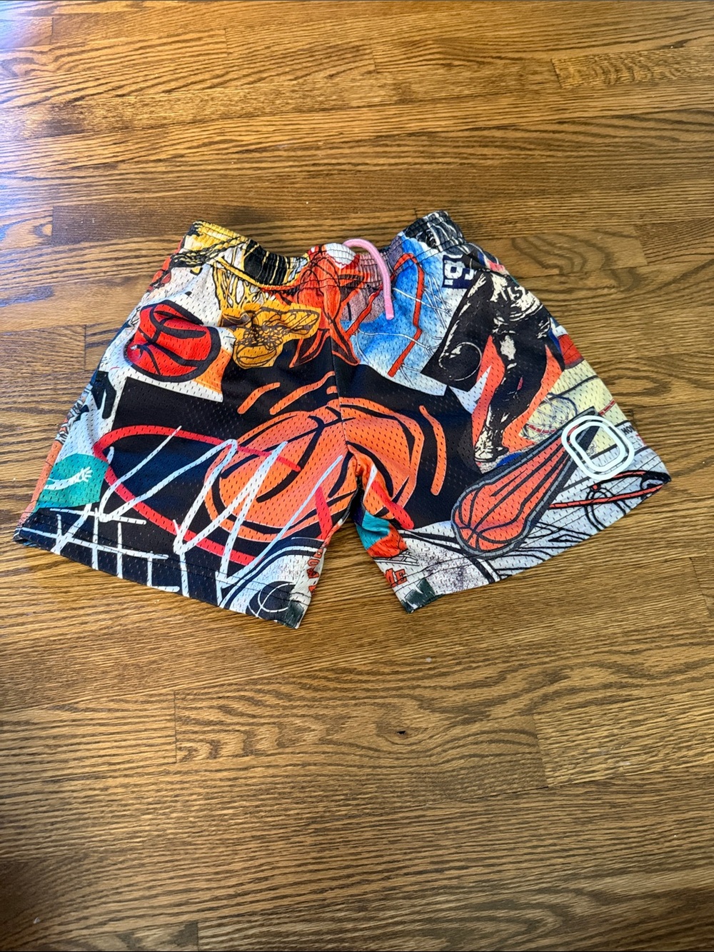 Overtime Graphic Basketball Print Athletic Shorts - Multicolor Size Large